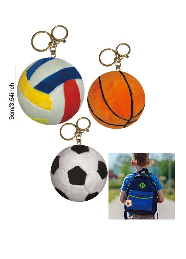 Sports Ball Plush Keychain Backpack