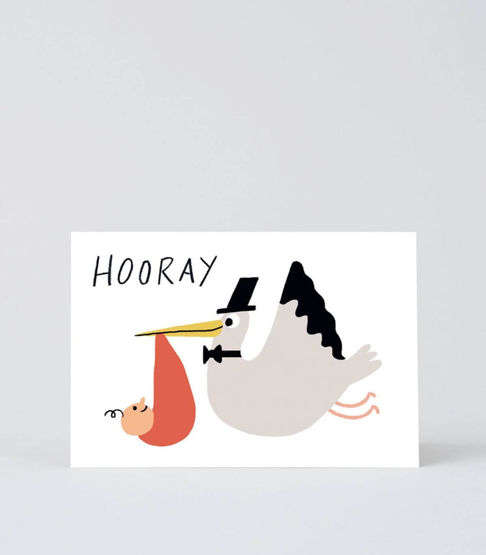 'Hooray Stork' Greetings Card